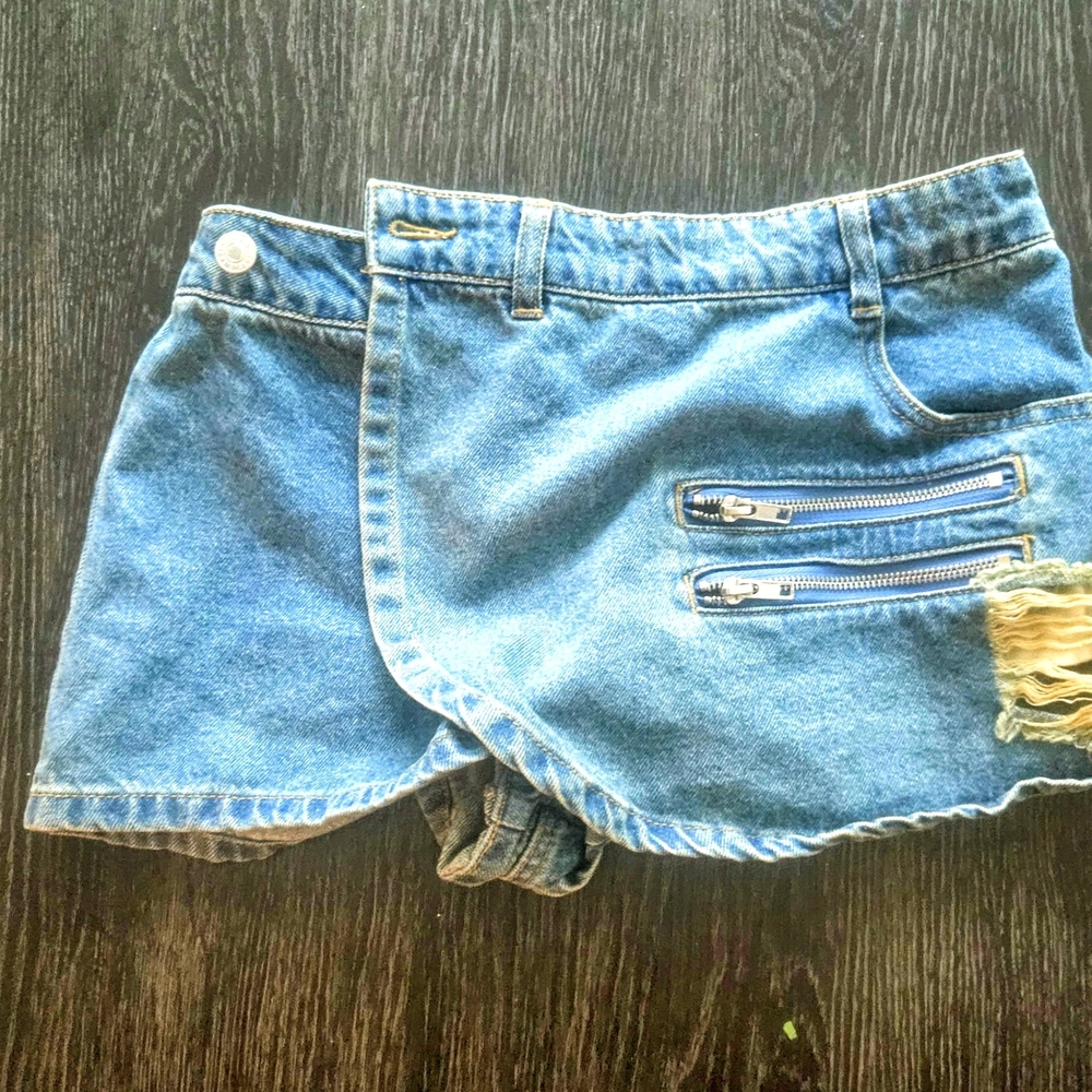 Forever 21 Light Blue Jean Shorts with Zipper Accents